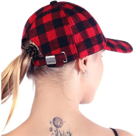 Red and Black Plaid Baseball Cap Blend Checkered Hat Buffalo Plaid Christmas Hat